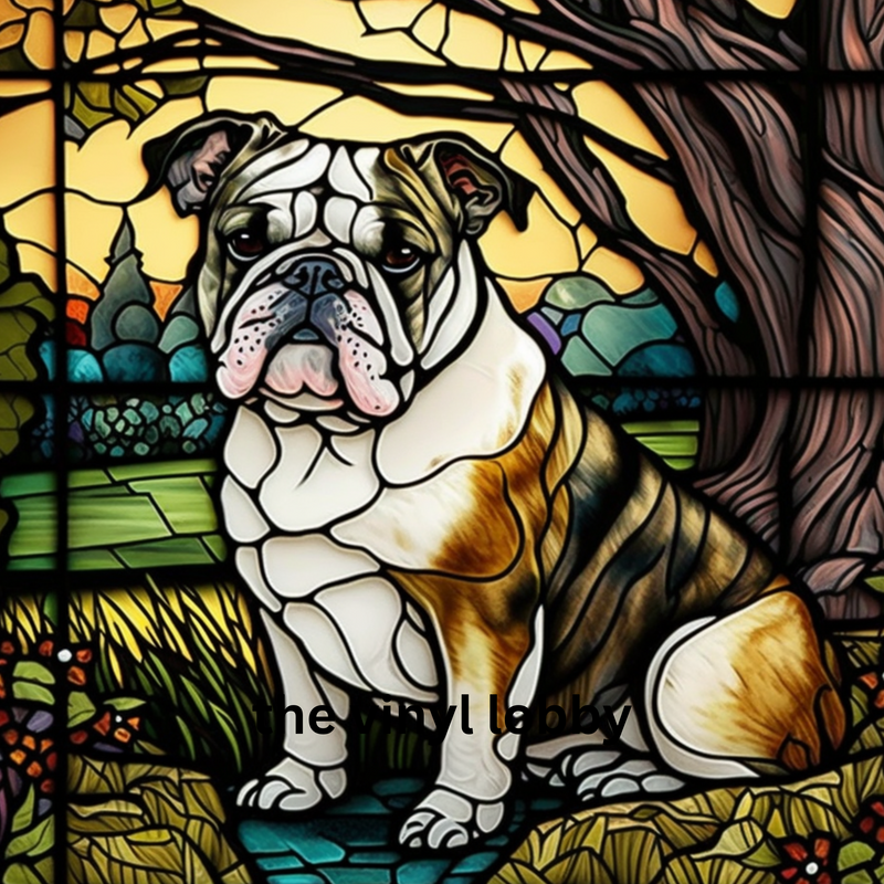 Stained Glass Bulldog 20oz Skinny Tumbler Printed Paper