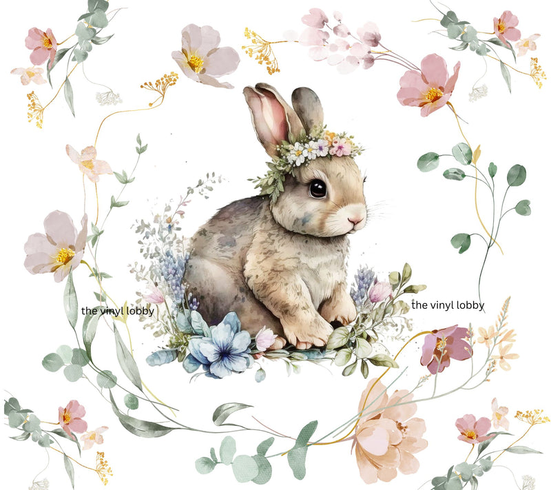 Floral Bunny Printed Sublimation Paper for 20oz Skinny Tumbler