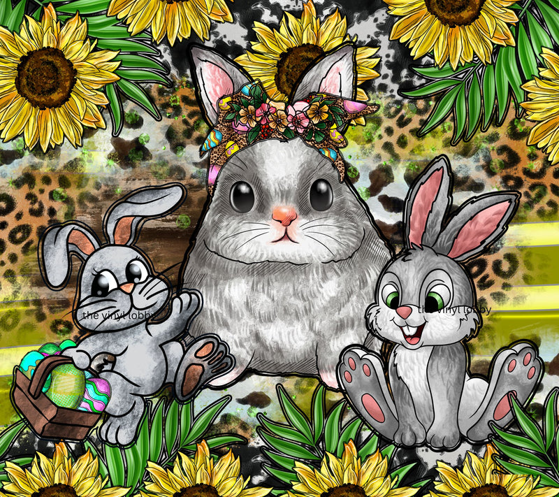 Sunflower Bunny Printed Sublimation Paper for 20oz Skinny Tumbler