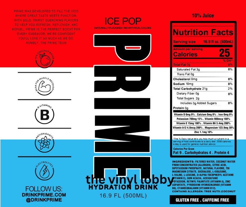 Prime Ice Pop 20oz Skinny Tumbler Printed Paper