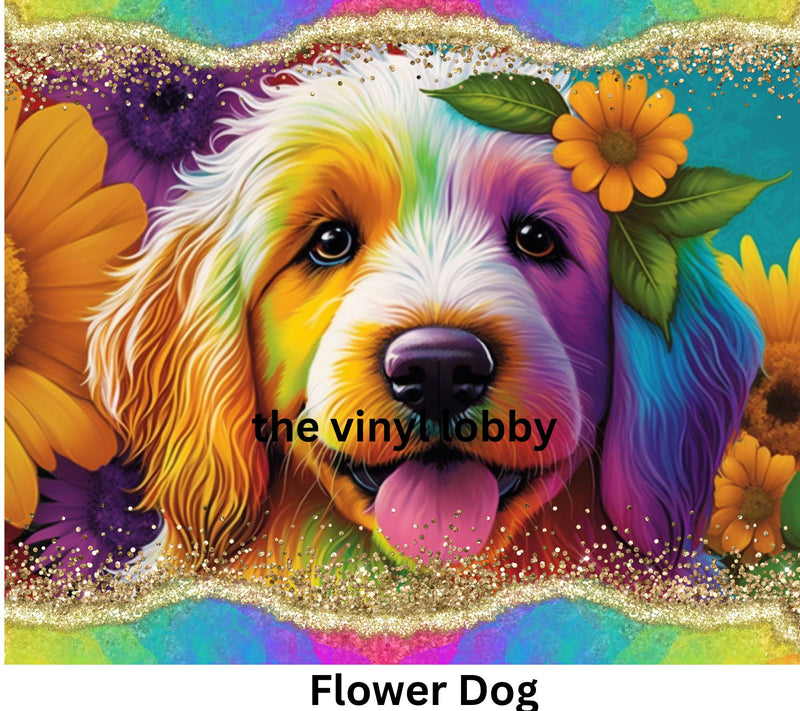 Flower Dog 20oz Skinny Tumbler Printed Paper