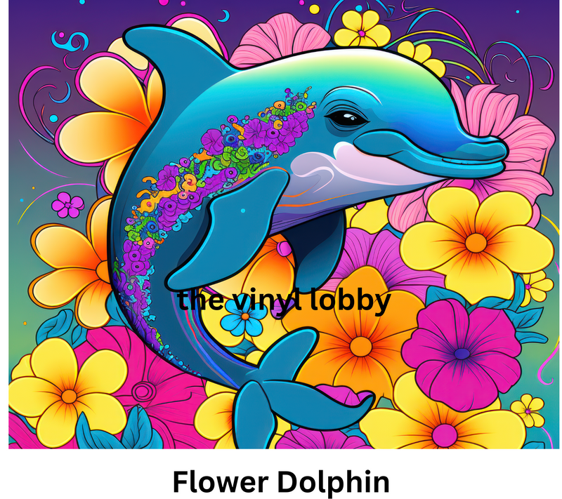 Flower Dolphin 20oz Skinny Tumbler Printed Paper