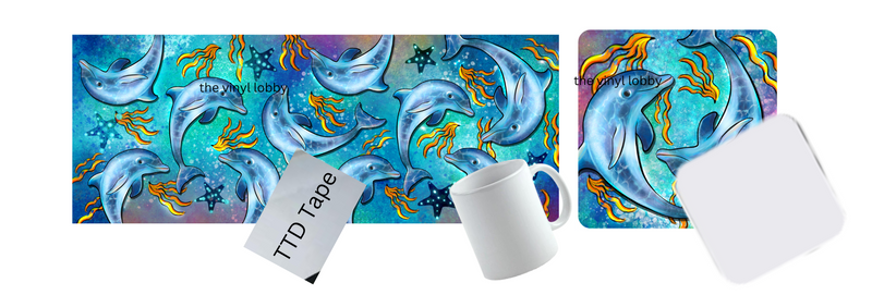 Sublimation Mug Print with Coaster Print - Dolphins