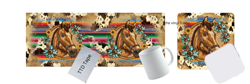 Sublimation Mug Print with Coaster Print - Horse Sunflowers