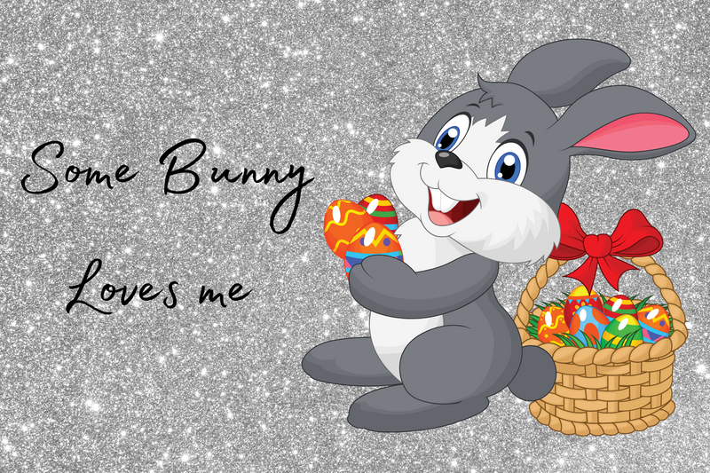 Grey Glitter Some Bunny Loves  Printed Sublimation Paper for 20oz Skinny Tumbler
