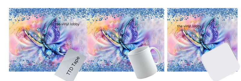 Sublimation Mug Print with Coaster Print - Rainbow Butterfly