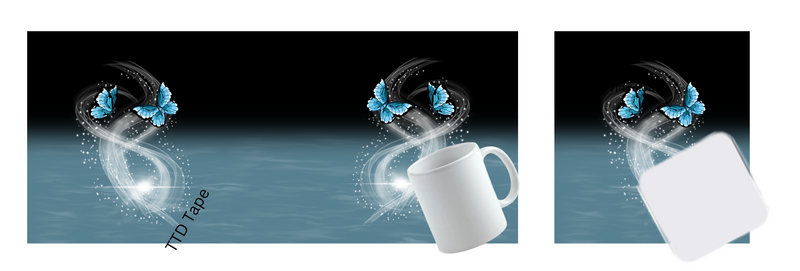 Sublimation Mug Print with Coaster Print - Blue Butterfly