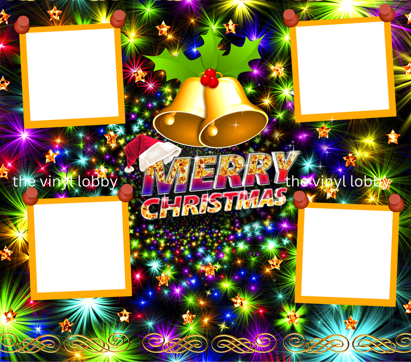 Bell Merry Christmas with 4 Photo's for 20oz Skinny Tumbler Printed Paper