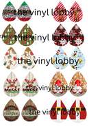 Christmas Sublimation Tear Drop Earring Prints 20 prints per page Design 2