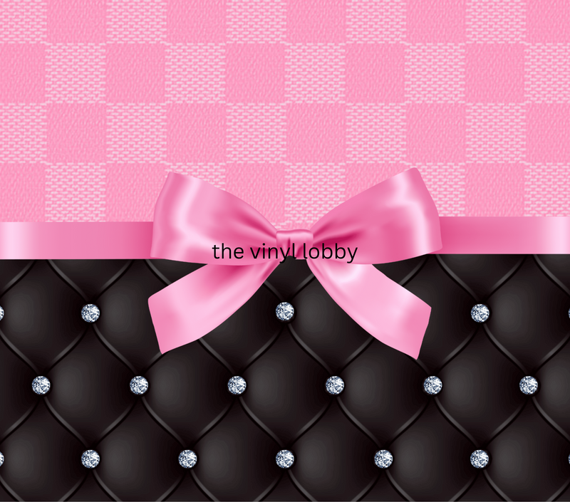 20oz Skinny Tumbler Printed Paper - Pink bow and Diamonds